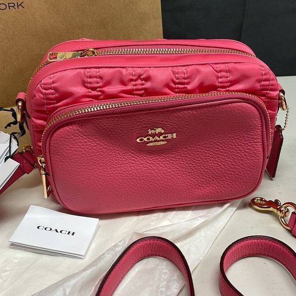 Coach Pink Court Crossbody With Ruching Bag - Picture 3 of 10